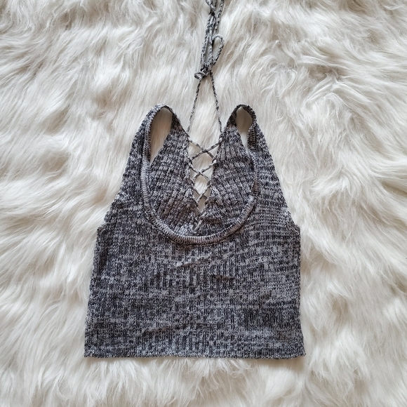 LACE UP KNIT CROPPED TANK - Picture 1 of 2